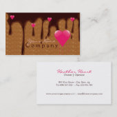 chocolat fondu avec le carte de visite rose de (Devant / Derrière)