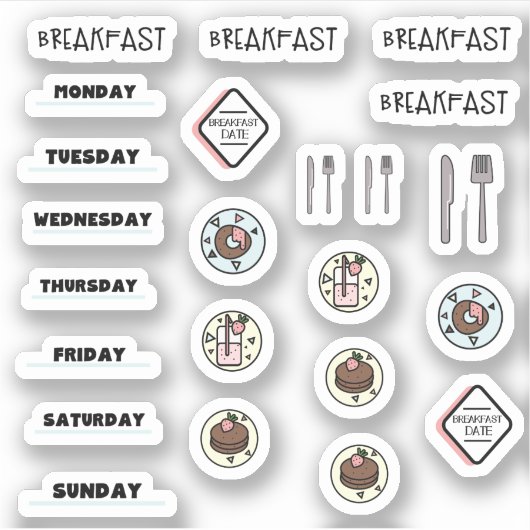 Chocolat Fraise Petit-Déjeuner Stickers Planner (Devant)