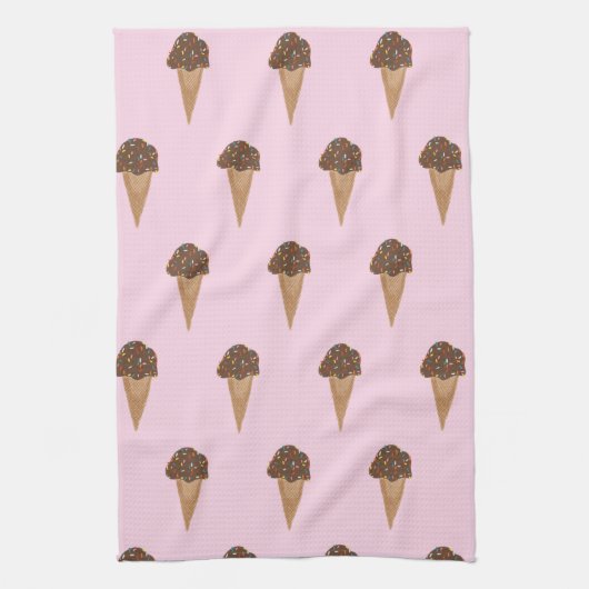 Chocolat glace cône motif serviette de cuisine (Vertical)