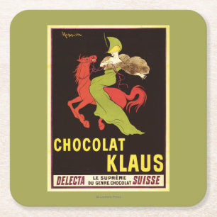 Chocolat Klaus Advertisement Poster Vierkante Kartonnen Onderzetter