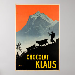 Chocolat Klaus,Swiss Vintage Advertising Poster