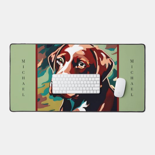 Chocolat Lab Chien sur Camo Monogramme (Clavier et souris)