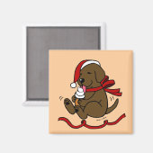 Chocolat Lab Chiot Noël Cartographie Magnets (Recto/Verso)