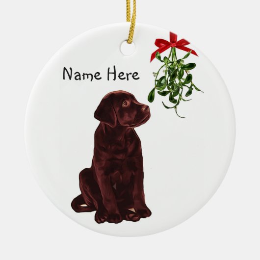 Chocolat Lab Mistletoe Ornement de Noël (Devant)