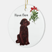 Chocolat Lab Mistletoe Ornement de Noël (Gauche)