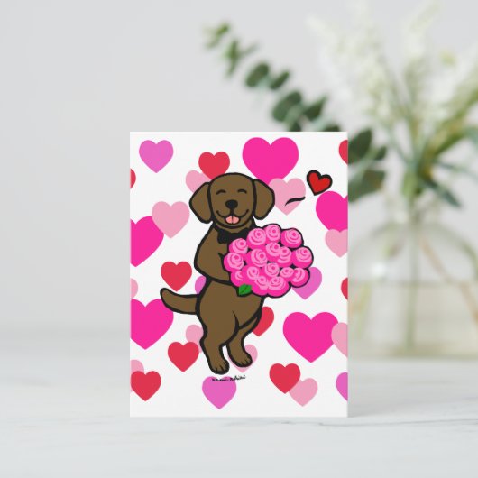 Chocolat Lab Puppy Carte Saint Valentin (Debout devant)