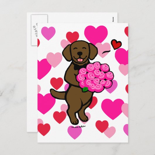Chocolat Lab Puppy Carte Saint Valentin (Devant / Derrière)