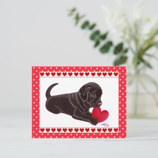 Chocolat Lab Puppy Carte Saint Valentin (Debout devant)