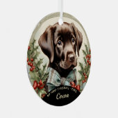 Chocolat Lab Puppy le premier ornement de Noël (Avant droite)