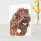 Chocolat Labradoodle #1 Carte de voeux (Fleur jaune)