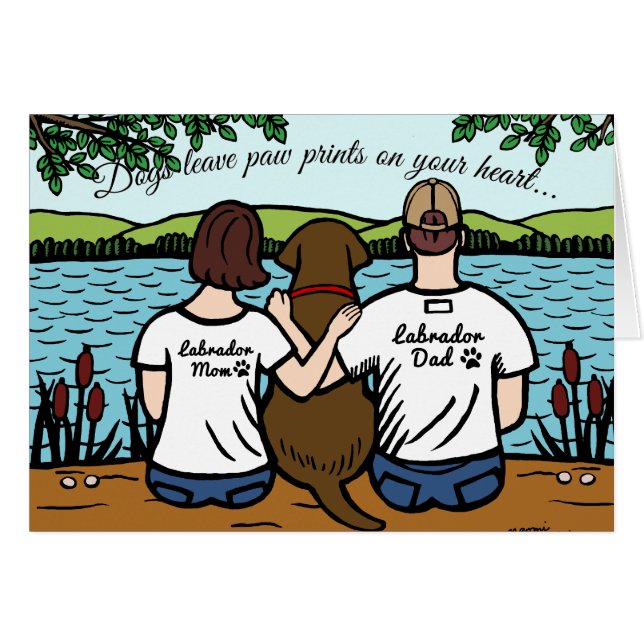 Chocolat Labrador et maman et papa (Devant horizontal)