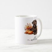 Chocolat Labrador Fall Mug avec nom personnalisé (Devant droit)