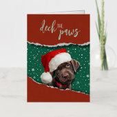 Chocolat Labrador Festive Santa Hat Carte de vacan (Recto)