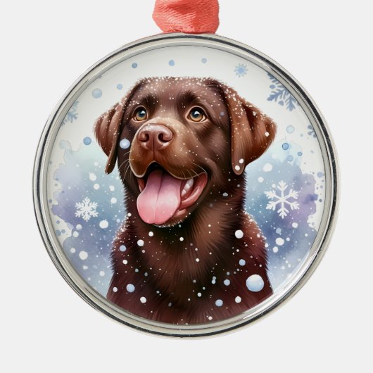 Chocolat Labrador Ornement de Noël (Devant)