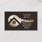 Chocolat Linen Gold Key Carte de visite immobilier (Devant)