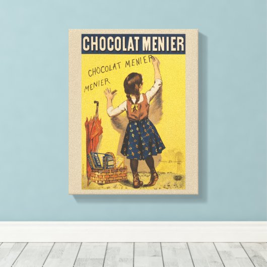 Chocolat menier meisje muur schrijven canvas afdruk (Insitu (Houten vloer))