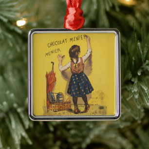 Chocolat menier meisje muur schrijven metalen ornament