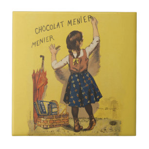 Chocolat menier meisje muur schrijven tegeltje