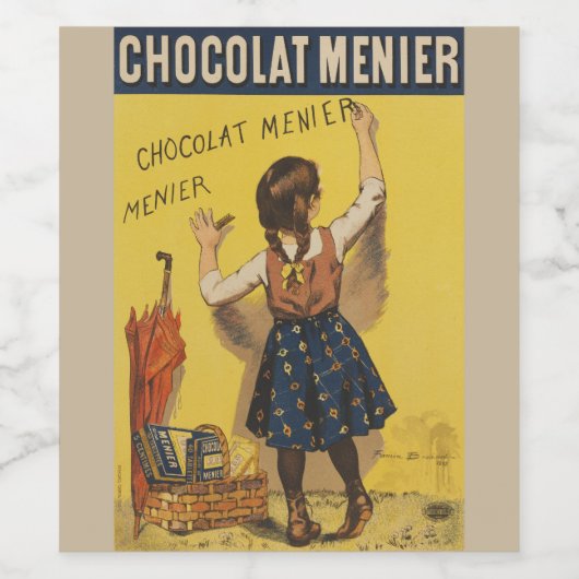 Chocolat menier meisje muur schrijven wijn etiket (Enkel label)