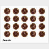 Chocolat Or Monogramme M Mariage damassé Sticker V (Feuille)