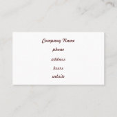 Chocolat personnalisé En vichy Carte de visite (Dos)