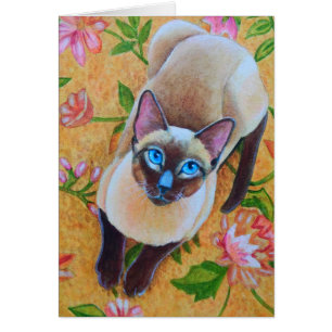 Chocolat Point Siamese Chat sur tapis floral