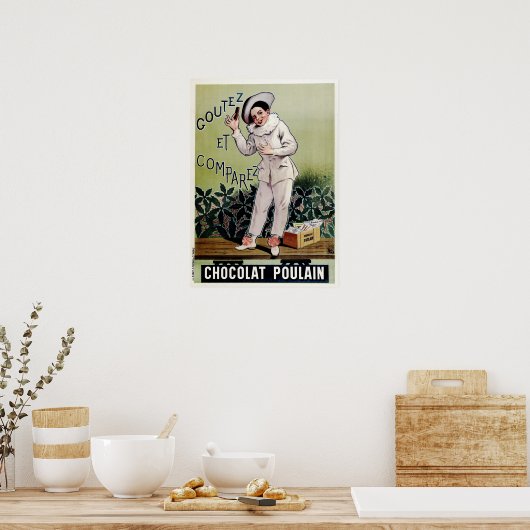 CHOCOLAT POULAIN Milk Chocolade Bar Old French Poster (Keuken)