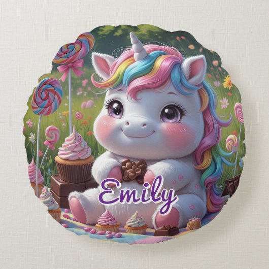 Chocolat rond Unicorn Coussin - Nom modifiable (Devant)