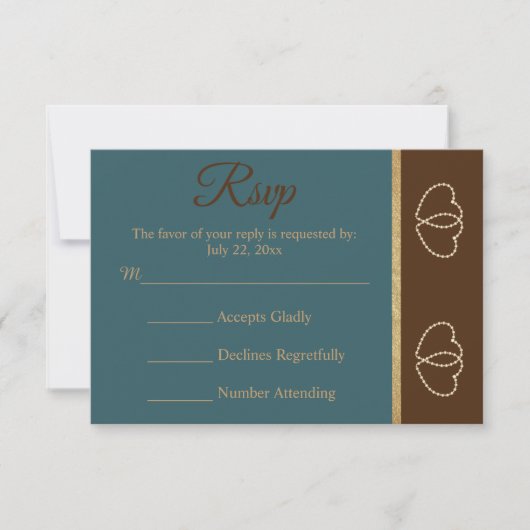 Chocolat RSVP de mariage Brown et Turquoise foncé (Devant)