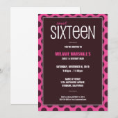 Chocolat Sweet sixteen et rose| Invitations de par (Devant / Derrière)