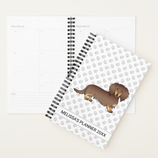 Chocolat & Tan Poil Long Chien Teckel & Texte (Devant avec enveloppe)