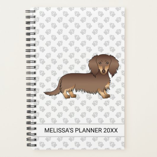 Chocolat & Tan Poil Long Chien Teckel & Texte (Devant)