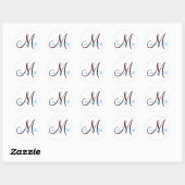 Chocolat Turquoise Mariage Monogramme Noms Sticker (Feuille)