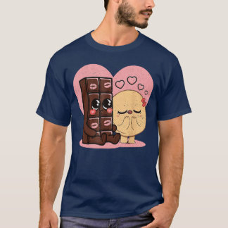 Chocolate and pancakes couples love sweet romc vin t-shirt