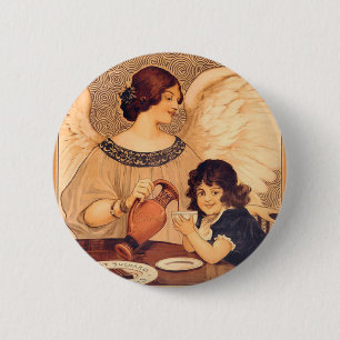Chocolate Angel Frans Antiek Ronde Button 5,7 Cm