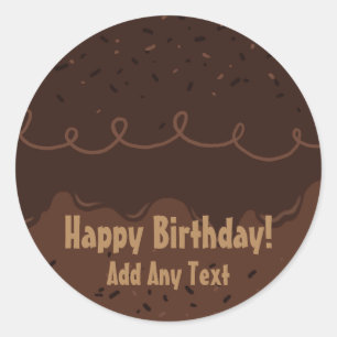 Chocolate Birthday Cake Frosting Ronde Sticker
