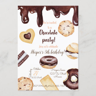 Chocolate Birthday Invitation Kaart