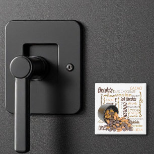 Chocolate Bits Almonds Typografie Collage Foto Magneet