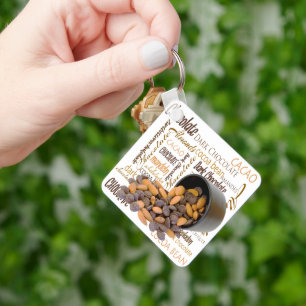 Chocolate Bits Nuts Typography Word Cloud Sleutelhanger