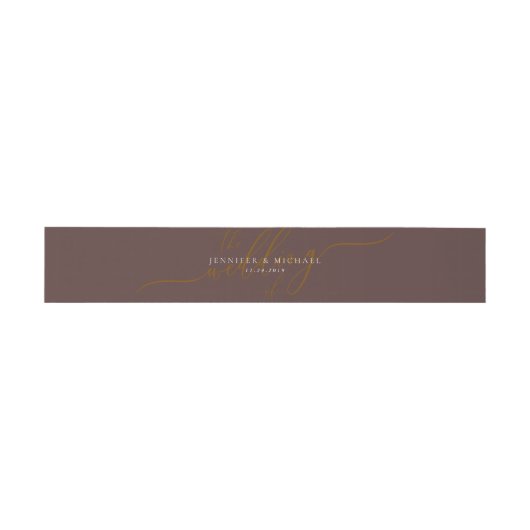 Chocolate Brown Basic Suite Wedding Uitnodigingen Wikkel (Vlak)