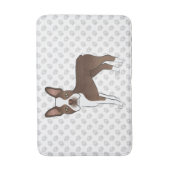 Chocolate Brown Boston Terrier Cartoon Dog & Paws Badmat (Voorkant Verticaal)