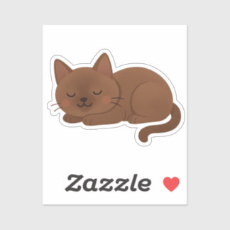 Chocolate Brown Cat – Adorable Sleeping Kitty Sticker