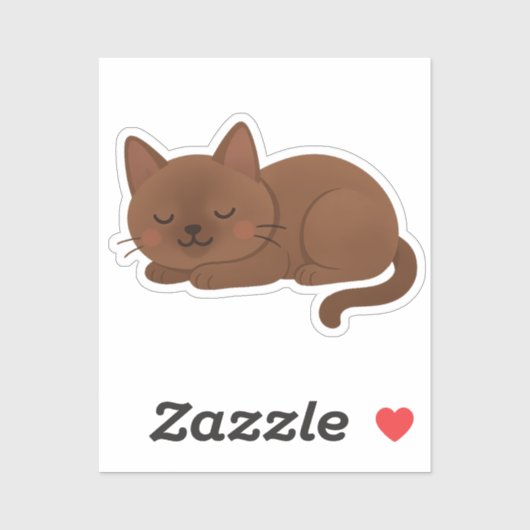 Chocolate Brown Cat – Adorable Sleeping Kitty Sticker (Vel)
