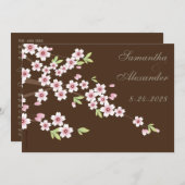 Chocolate Brown Cherry Blossom Wedding Invitation Kaart (Voorkant / Achterkant)