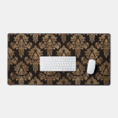 Chocolate Brown Damask Bureaumat (Keyboard & Muis)