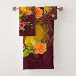 Chocolate Brown Dew Drups & Sunshine Bad Handdoek