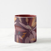 Chocolate Brown en beige Elegant Foliage Print Mok (Midden)