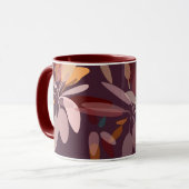 Chocolate Brown en beige Elegant Foliage Print Mok (Voorkant links)