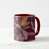 Chocolate Brown en beige Elegant Foliage Print Mok (Voorkant rechts)