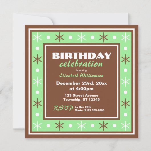 Chocolate Brown en Green Birthday Celebration Kaart (Voorkant)